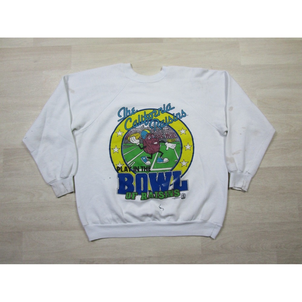 Vintage California Raisins Sweatshirt (L) 1980's Football Graphic Bowl Game‎
